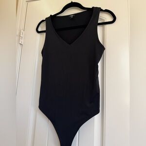 Express Body Contour V-Neck Black Thong Bodysuit Size S